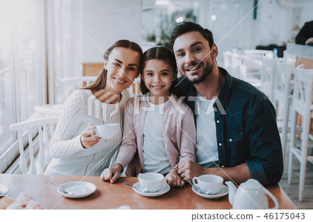 Young Family is Resting in Cafe 46175043