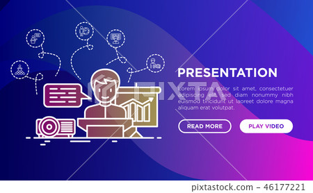 Presentation. Man showing graph of growth 46177221