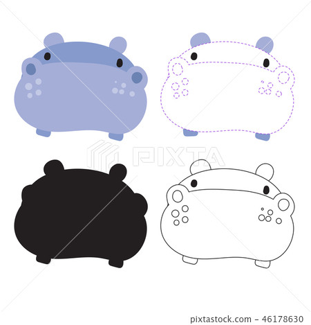 hippopotamus worksheet vector design 46178630