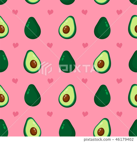 Cute beauty avocado and hearts  46179402