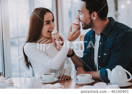 Young Couple is Resting in Cafe Young Couple is Resting in Cafe 46180901