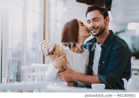 Young Couple is Resting in Cafe Young Couple is Resting in Cafe 46180902