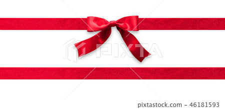 Red ribbon band stripe or satin fabric bow isolate Red ribbon band stripe or satin fabric bow isolate 46181593