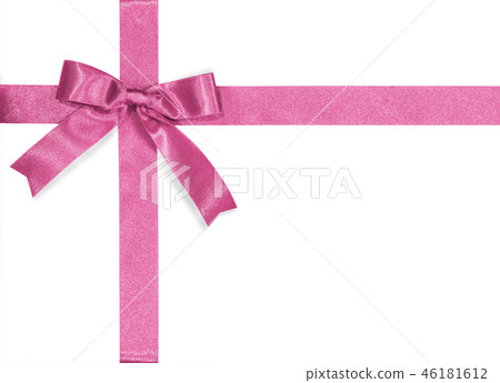 Pink bow satin ribbon isolated on white background 46181612
