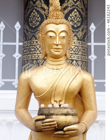 standing BUDDHA figure closeup in LUNAG PRABANG standing BUDDHA figure closeup in LUNAG PRABANG 46182243