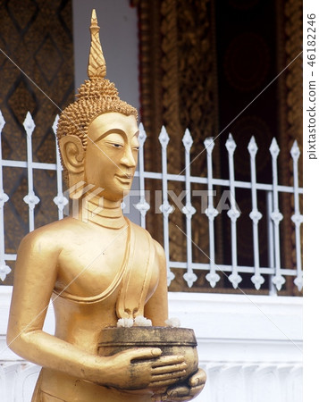 standing BUDDHA figure closeup in LUNAG PRABANG standing BUDDHA figure closeup in LUNAG PRABANG 46182246