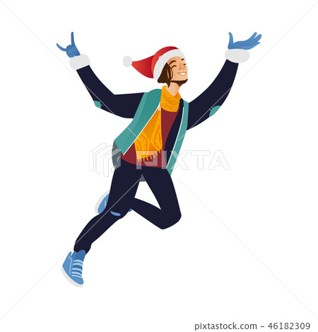 Vector flat sketch man winter clothing fun 46182309