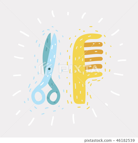 Scissors, comb sign. Vector. - Stock Illustration [46182539] - PIXTA