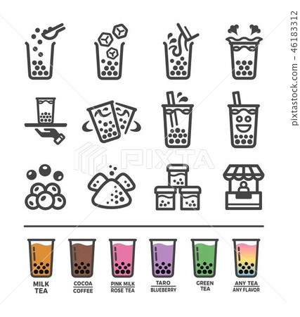bubble tea icon set bubble tea icon set 46183312