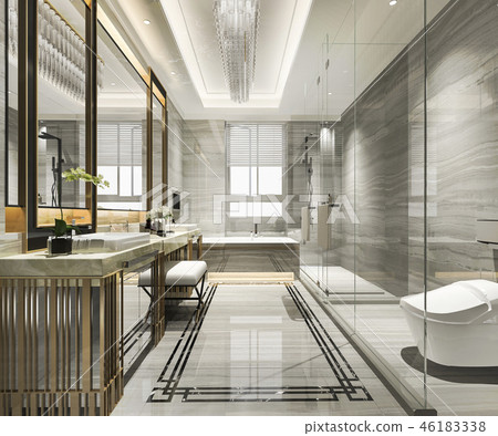 modern bathroom with luxury tile decor  46183338