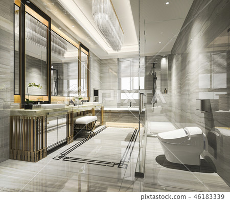 modern bathroom with luxury tile decor  46183339