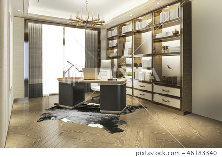 3d rendering modern luxury working room  46183340