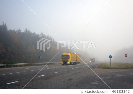 Truck is driving along the Truck is driving along the 46183342