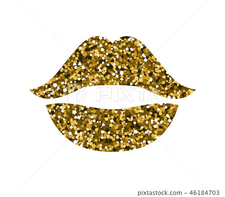 Gold lips with sequins. Gold lips with sequins. 46184703