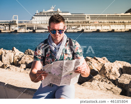 Attractive guy with a backpack 46185804