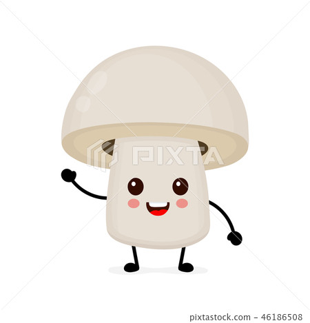 Funny happy cute happy smiling mushroom Funny happy cute happy smiling mushroom 46186508