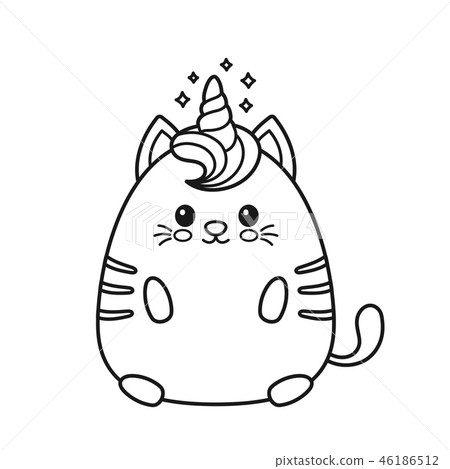 Cute happy smiling unicorn cat Cute happy smiling unicorn cat 46186512