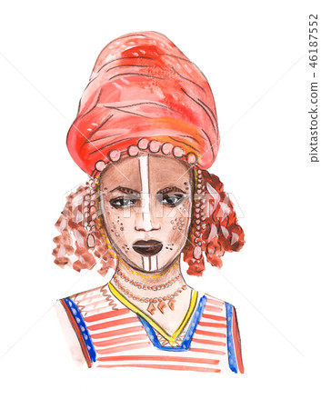 Hand drawing portrait of an indian woman 46187552