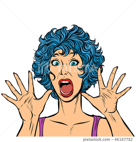 woman panic, fear, surprise gesture. Girls 80s woman panic, fear, surprise gesture. Girls 80s 46187782