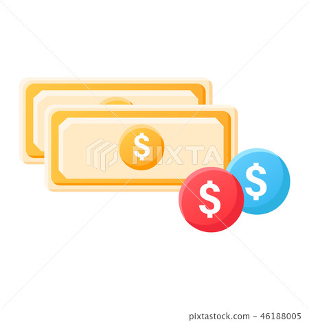 Cash flat illustration - Stock Illustration [46188005] - PIXTA