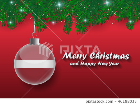 Vector border of Christmas tree branches and ball Vector border of Christmas tree branches and ball 46188033