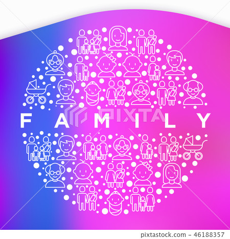 Family concept in circle with thin line icons Family concept in circle with thin line icons 46188357