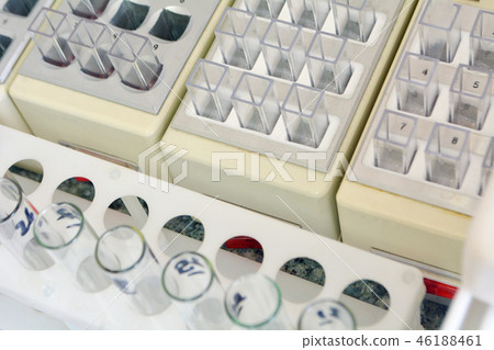 rack of blood tubes with rack of blood tubes with 46188461