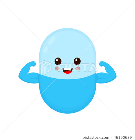 Cute happy smiling strong medicine pill  46190689