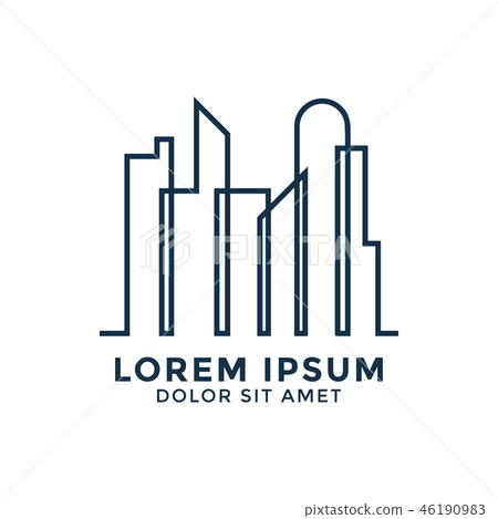 Line art real estate building logo icon design - Stock Illustration ...