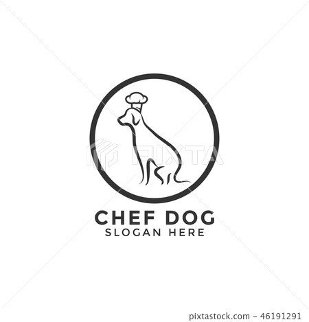 Chef dog logo icon design template vector line - Stock Illustration ...
