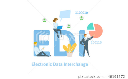 EDI, Electronic Data Interchange. Concept with keywords, letters and icons. Flat vector illustration 46191372