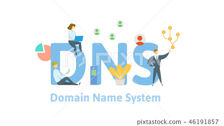 DNS concept, Domain Name System. Vector illustration in flat style, isolated on white background. 46191857