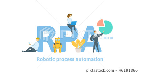 RPA, Robotic process automatisation. Concept with keywords, letters and icons. Flat vector 46191860
