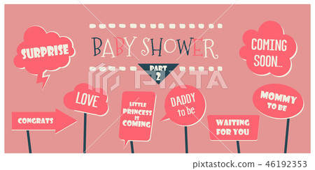 Baby shower photo booth props vector elements 46192353