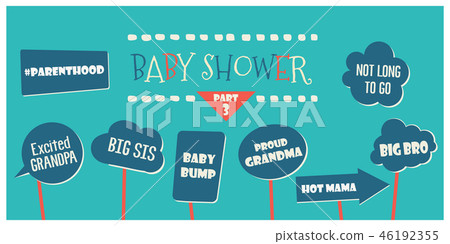 Baby shower photo booth props vector elements 46192355