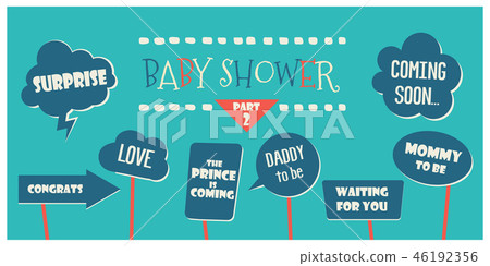 Baby boy shower party photo booth props vector 46192356