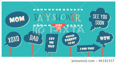 Baby shower photo booth props vector elements 46192357