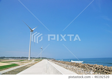 Landscape with wind power generator Landscape with wind power generator 46192520