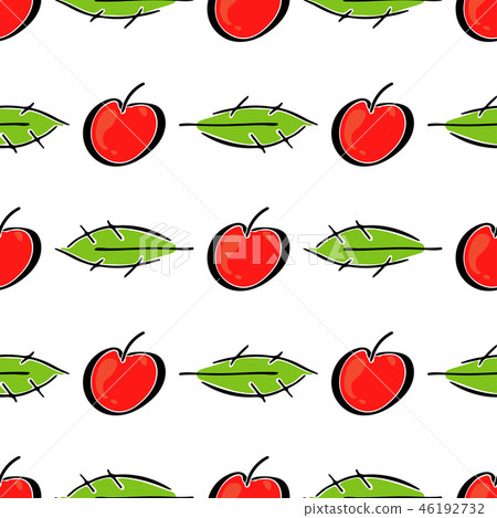 Apple fruit leaf vector color seamless pattern.... - Stock Illustration ...