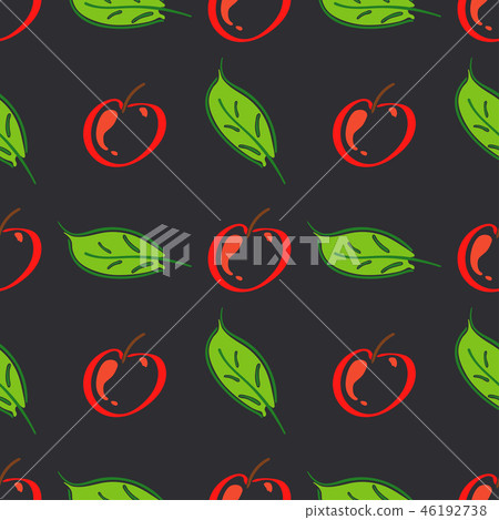 Apple fruit leaf vector color seamless pattern. Simplified retro illustration. Wrapping or scrapbook Apple fruit leaf vector color seamless pattern. Simplified retro illustration. Wrapping or scrapbook 46192738
