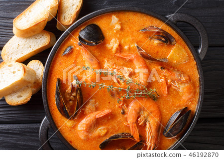 Catalan authentic spicy Suquet de Peix soup 46192870