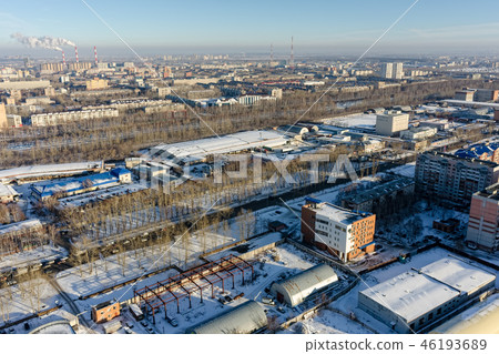 Bird eye view on 30 Let Pobedy street. Tyumen. Russia Bird eye view on 30 Let Pobedy street. Tyumen. Russia 46193689