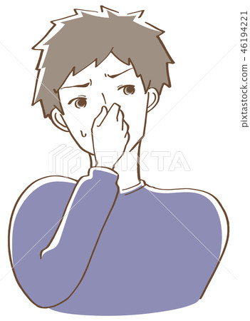 Illustration of a man holding a nose 46194221