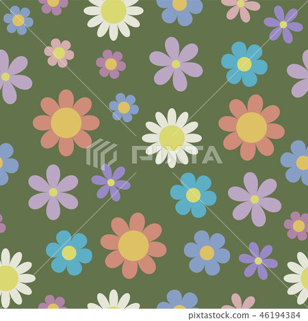 vintage stylized daisy flower seamless pattern... - Stock Illustration ...