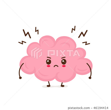 Cute angry funny brain have stress 46194414