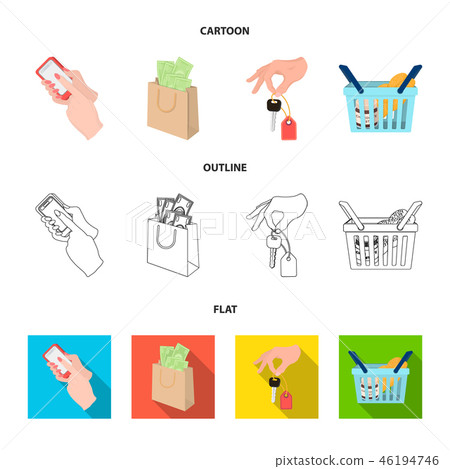 Mobile phone, a package with money and other web icon in cartoon,outline,flat style. a key in hand Mobile phone, a package with money and other web icon in cartoon,outline,flat style. a key in hand 46194746