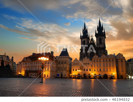 Prague square at sunrise 46194832