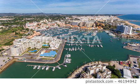 Aerial. View from the sky of the tourist town Vilamoura, Marina. 46194942