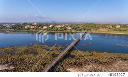 Aerial. View from the sky to the bay in Ria Formosa. Quinta de Lago. Aerial. View from the sky to the bay in Ria Formosa. Quinta de Lago. 46195027