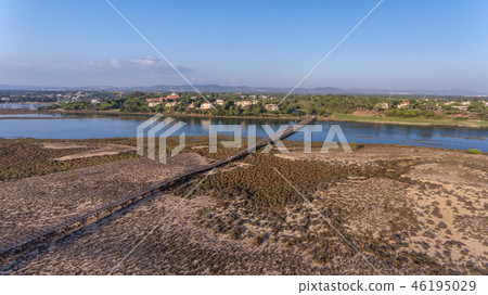 Aerial. View from the sky to the bay in Ria Formosa. Quinta de Lago. Aerial. View from the sky to the bay in Ria Formosa. Quinta de Lago. 46195029